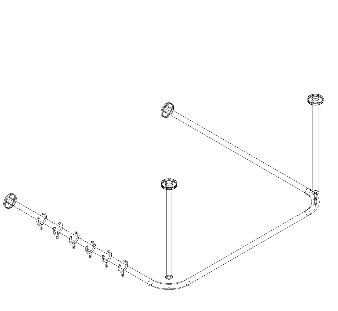 HEWI Vorhangstange Ser 801 kürzb., AM:983x967x983mm stahlblau