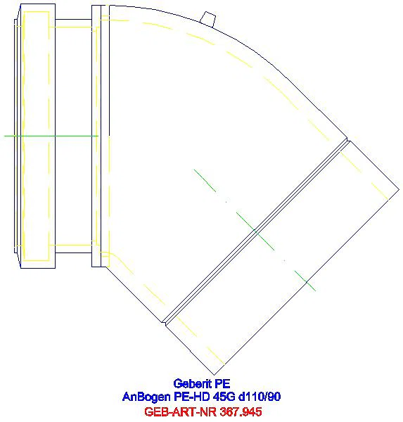 GE PE Anschlussbogen 45Gr mit Anschlusssteckmuffe d110/90_367.945.16.1_A
