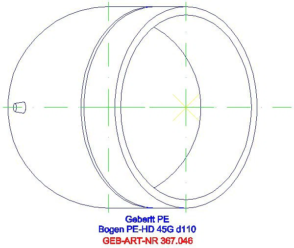 GE PE Bogen 45Gr mit langem Schenkel d110_367.046.16.1_G