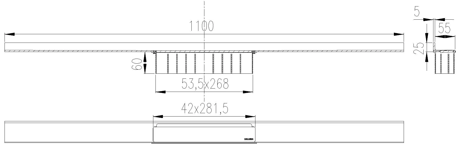 DALLMER Duschrinne CeraWall Select rotgold matt, 1100 mm