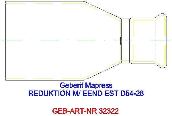GE Mapress Edelstahl Reduktion mit Einschubende d54-28_32322_L