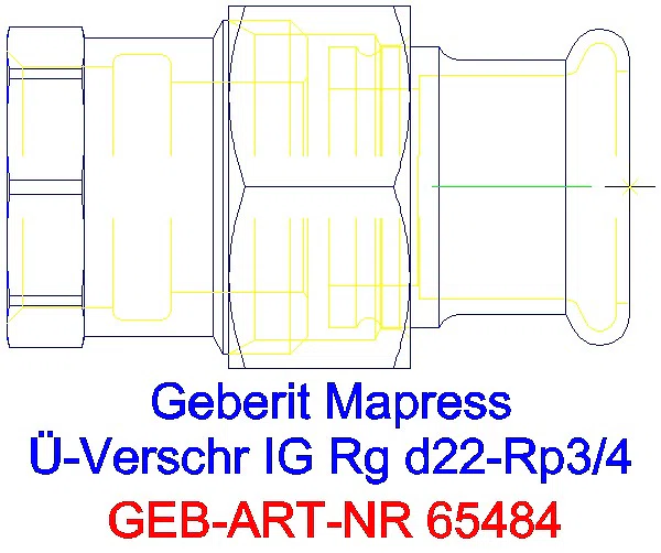 GE Mapress Kupfer Übergangsverschraubung mit IG Rg d22-Rp3/4_65484_G