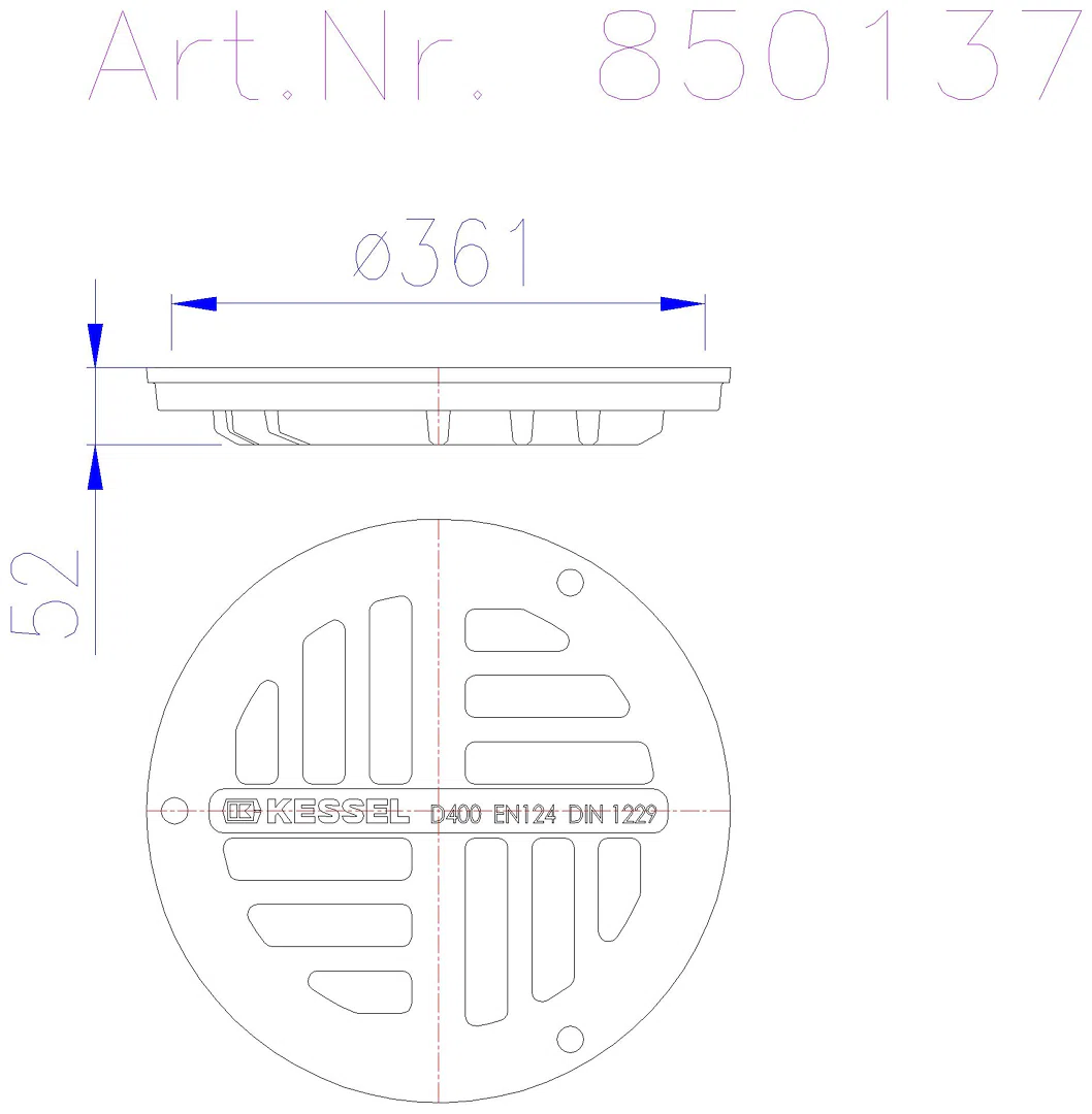 KESSEL-Einlegerost Schlitzrost rund, d: 395 mm, Grauguss