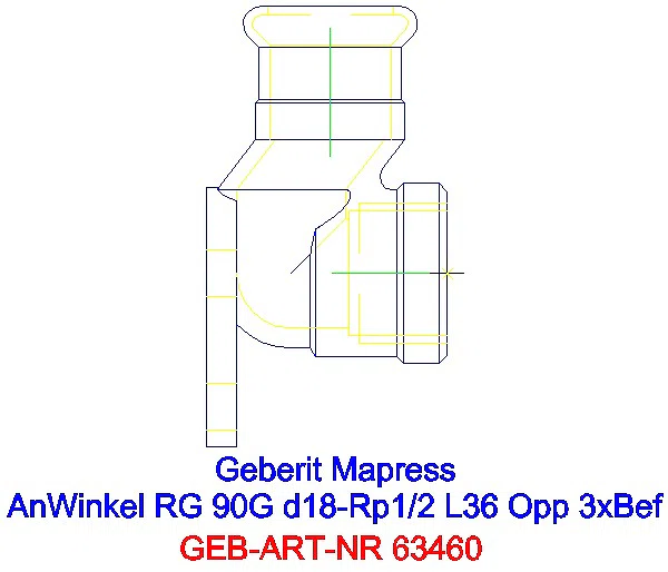 GE Mapress Kupfer Anschlusswinkel 90Gr Rg d18-Rp1/2 L:3,6cm_63460_L