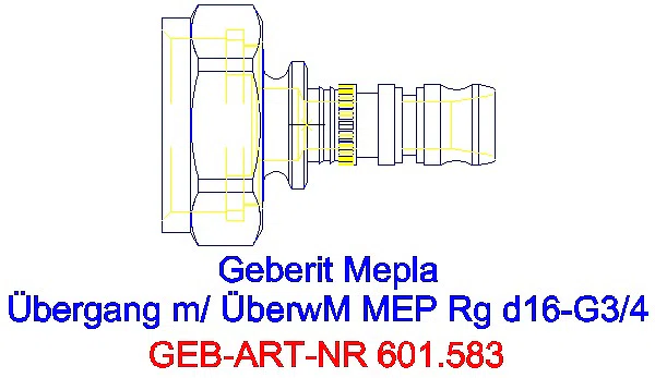 GE Mepla Übergang mit Überwurfmutter Rg d16-G3/4_601.583.00.5_A