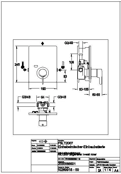 Thermostatbatterie, F5, EHM, UP, F-Set, Hygieneinheit, F5LT2007
