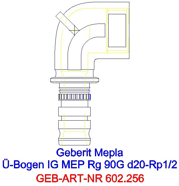 GE Mepla Übergangsbogen 90Gr mit IG Rg d20-Rp1/2_602.256.00.5_L