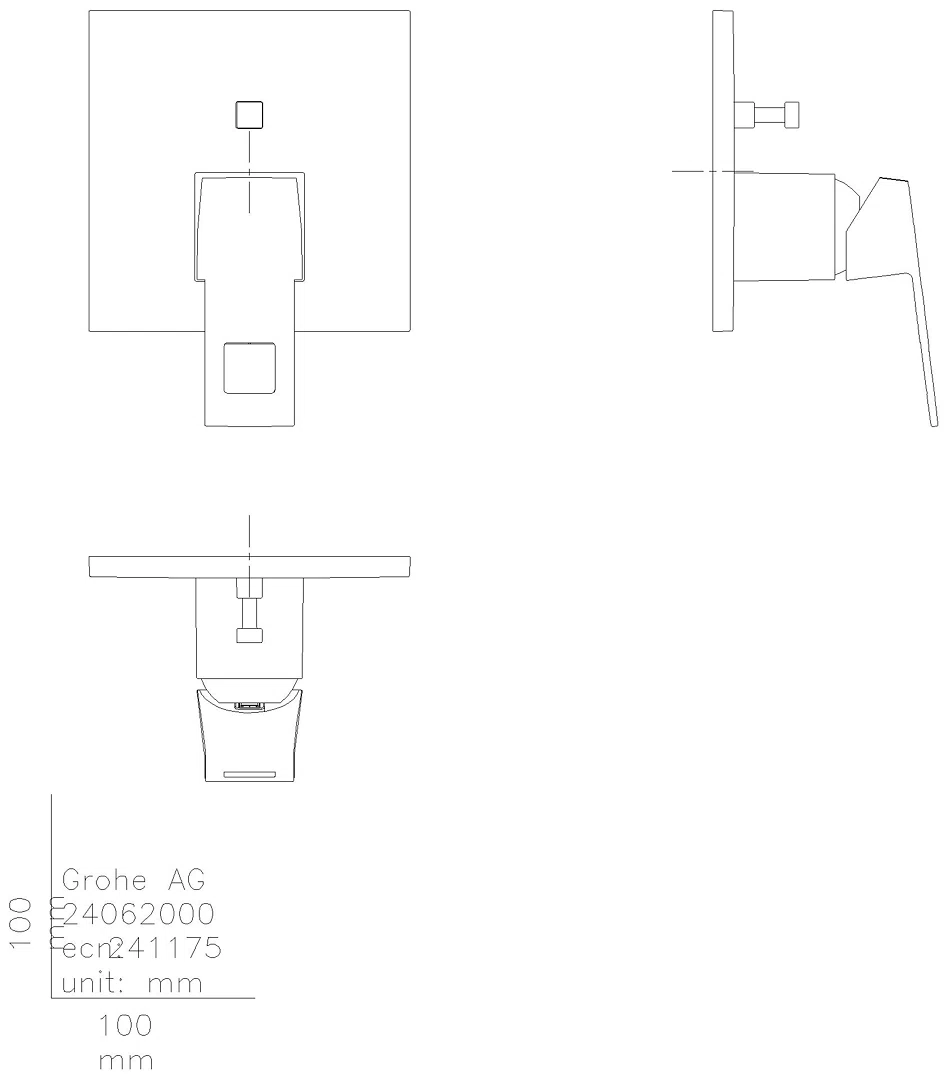 GROHE EH-Wannenbatterie Eurocube 24062 FMS für 35604 hard graphite gebürstet
