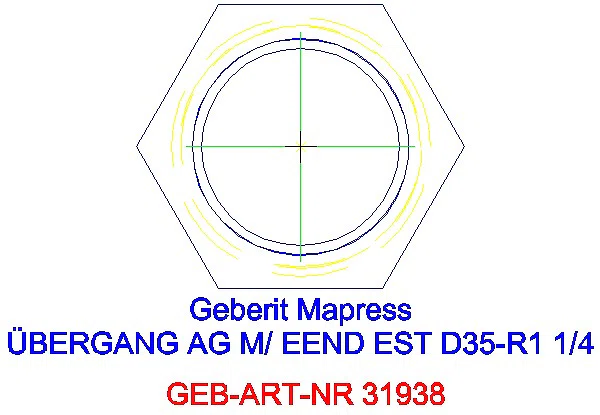 GE Mapress Edelstahl Übergang mit AG und Einschubende d35-R1 1/4_31938_L
