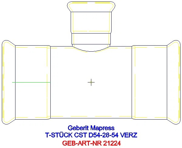 GE Mapress C-Stahl T-Stück reduziert d54-28-54 verzinkt_21224_A