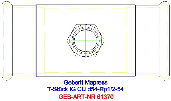 GE Mapress Kupfer T-Stück mit IG d54-Rp1/2-54_61370_G