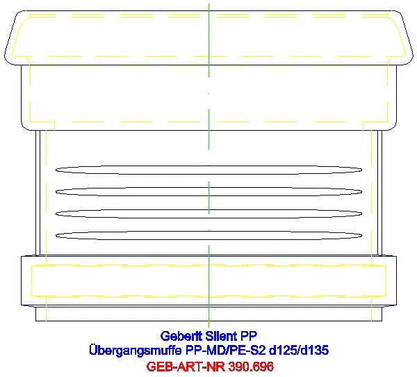 GE Silent-PP Übergangsmuffe auf Silent-db20 und PE d125/135_390.696.14.1_L
