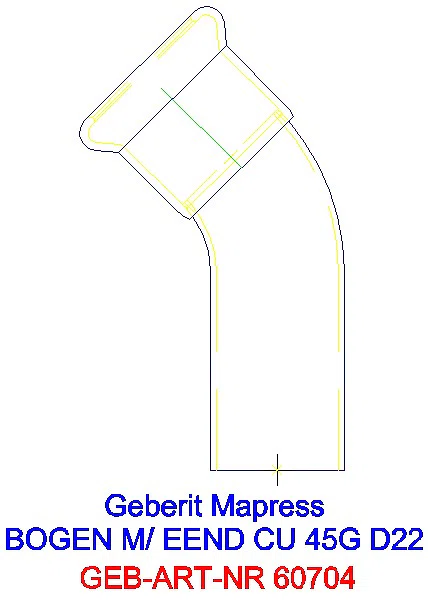 GE Mapress Kupfer Bogen 45Gr mit Einschubende d22_60704_A