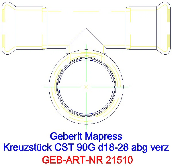 GE Mapress C-Stahl Kreuzstück 90Gr abgesetzt d18-28 verzinkt_21510_L