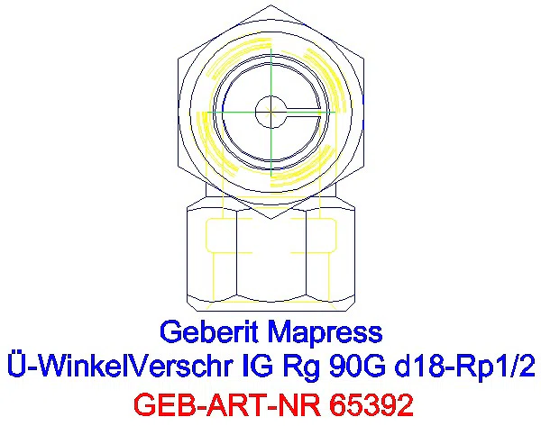 GE Mapress Kupfer Übergangswinkel- verschraubung 90Gr mit IG Rg d18-Rp1/2_65392_L