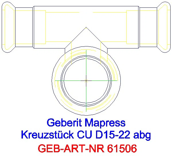 GE Mapress Kupfer Kreuzstück abgesetzt d15-22_61506_L