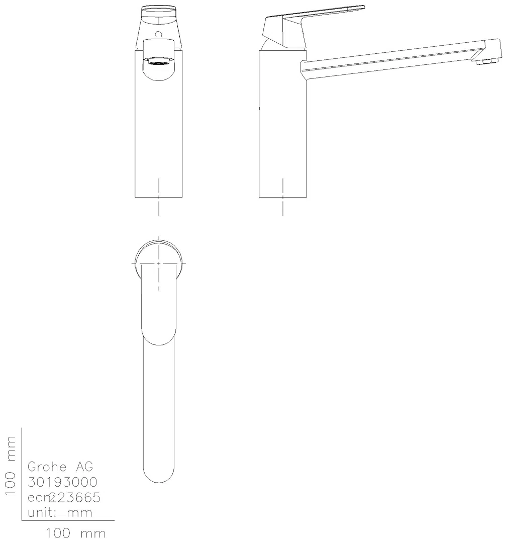 GROHE EH-SPT-Batterie Eurosmart C 30193 mittelhoher Auslauf supersteel