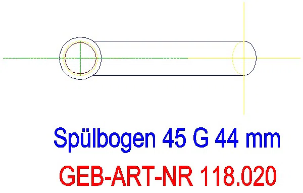 GE Spülbogenverlängerung 45Gr 30x10 cm mit Steckmuffe weiß-alpin d44_118.020.11.1_L