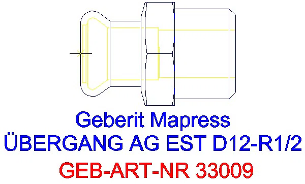 GE Mapress Edelstahl Übergang mit AG d12-R1/2_33009_A