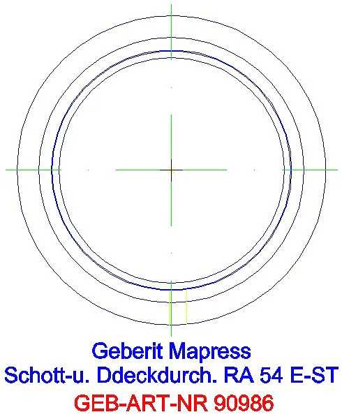 GE Mapress Edelstahl Schott- und Deckendurchführung mit Einschubende d54_90986_L
