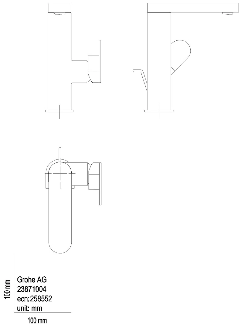 GROHE EH-WT-Batterie Plus 23871_4 M-Size Schwenkausl. Zst.Abl. hard graphite geb.