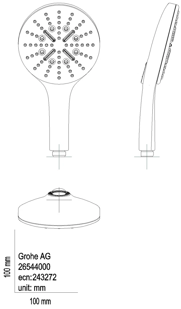 GROHE Handbrause Rainshower 130 SmartActive 26544 moon white/chrom