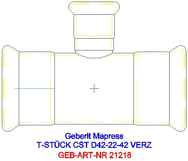 GE Mapress C-Stahl T-Stück reduziert d42-22-42 verzinkt_21218_A