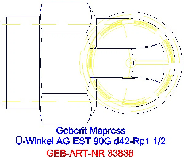 GE Mapress Edelstahl Übergangswinkel 90Gr mit AG d42-R1 1/2_33838_G