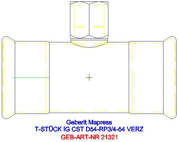 GE Mapress C-Stahl T-Stück mit IG d54-Rp3/4-54 verzinkt_21321_A