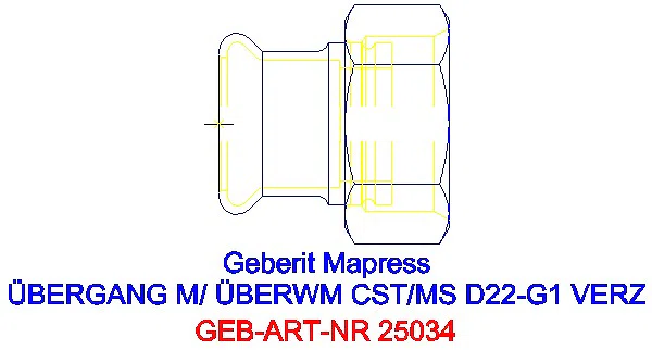 GE Mapress C-Stahl Übergang mit Überwurfmutter d22-G1 verzinkt_25034_A