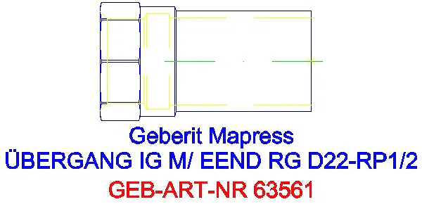GE Mapress Kupfer Übergang mit IG und Einschubende Rg d22-Rp1/2_63561_G