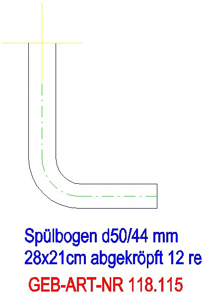 GE Spülbogen 90Gr 28x21 cm rechts gekröpft 12 cm weiß-alpin d50/44_118.115.11.1_L