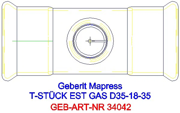 GE Mapress Edelstahl T-Stück reduziert (Gas) d35-18-35_34042_G
