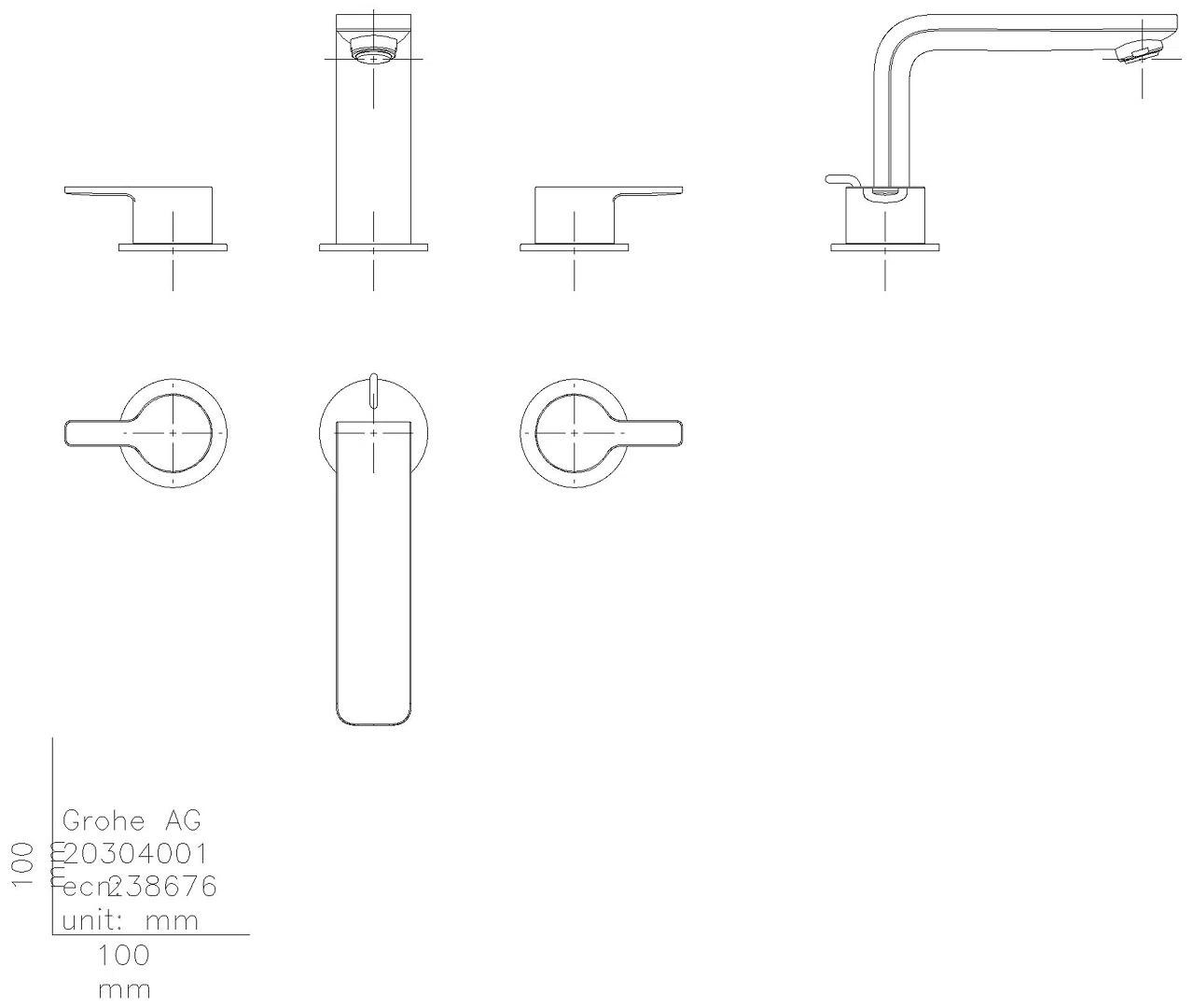 GROHE 3-L-EH-Waschtischbatterie Lineare 20304_1 matt black