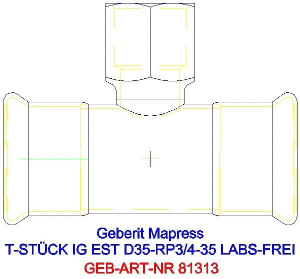 GE Mapress Edelstahl T-Stück mit IG (LABS-frei) d35-Rp3/4-35_81313_A
