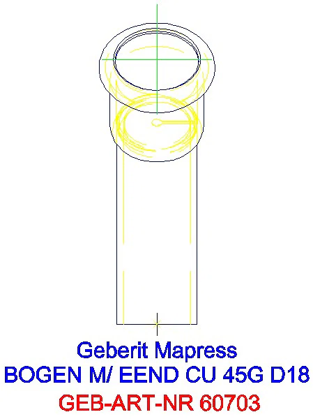GE Mapress Kupfer Bogen 45Gr mit Einschubende d18_60703_L
