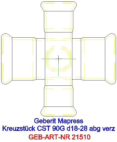 GE Mapress C-Stahl Kreuzstück 90Gr abgesetzt d18-28 verzinkt_21510_G
