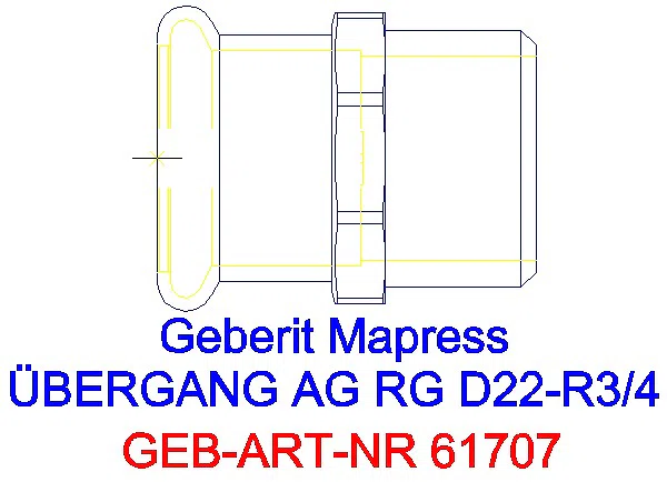 GE Mapress Kupfer Übergang mit AG Rg d22-R3/4_61707_G