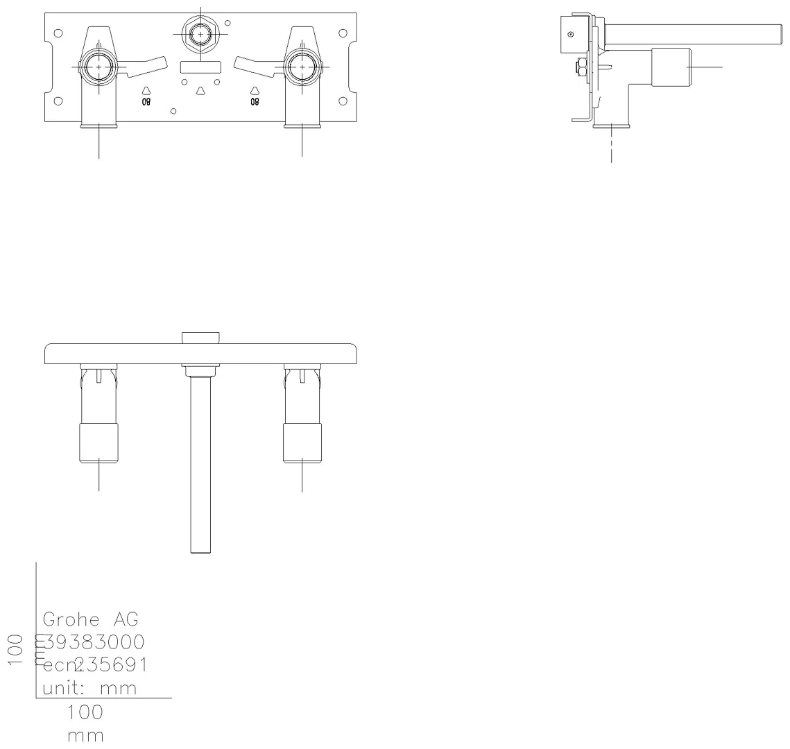 GROHE Thermostat-Rohbauset 39383 für Waschtisch-Wand-Thermostate