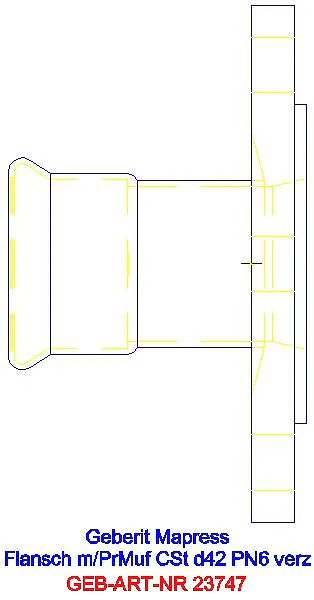 GE Mapress C-Stahl Flansch PN 6 mit Pressmuffe d42_23747_A