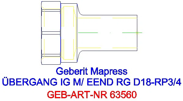 GE Mapress Kupfer Übergang mit IG und Einschubende Rg d18-Rp3/4_63560_G