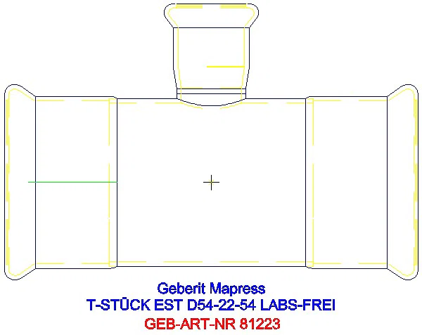 GE Mapress Edelstahl T-Stück reduziert (LABS-frei) d54-22-54_81223_A
