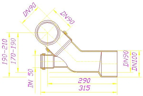 DALLMER Wand-WC-Anschluss 89, DN 90xDN 50xDN 100