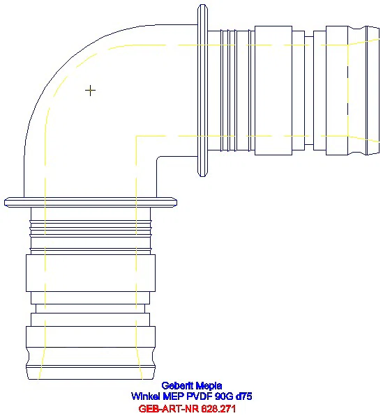 GE Mepla Winkel PVDF 90Gr d75_628.271.00.5_L