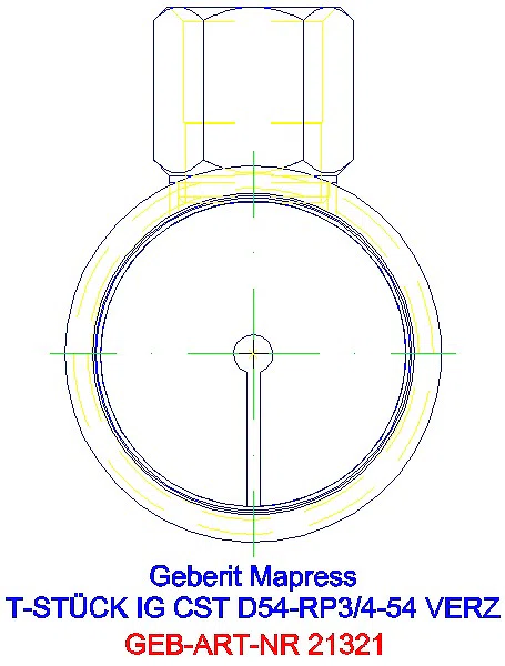 GE Mapress C-Stahl T-Stück mit IG d54-Rp3/4-54 verzinkt_21321_L