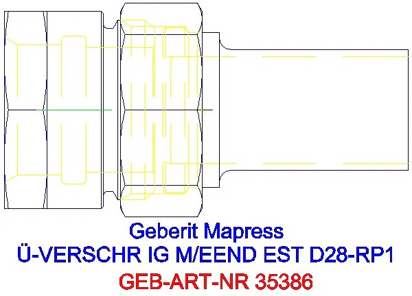 GE Mapress Edelstahl Übergangsverschr. mit IG und Einschubende d28-Rp1_35386_G
