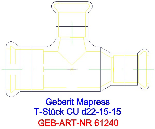 GE Mapress Kupfer T-Stück reduziert d22-15-15_61240_A