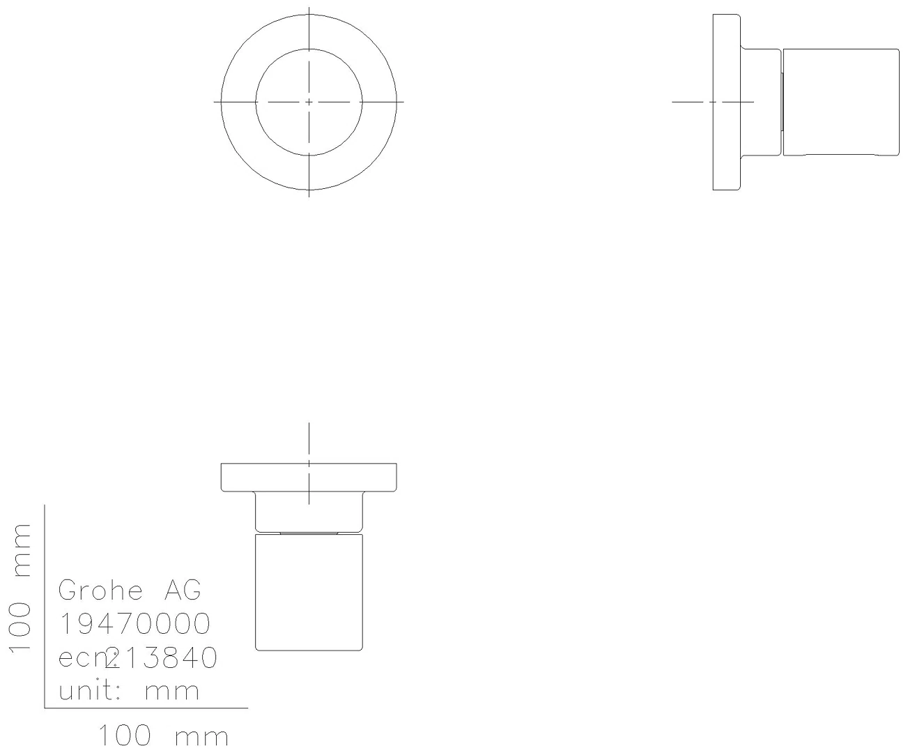 GROHE UP-Ventil Oberbau Grohtherm 3000 C 19470 Einbautiefe: 28-80mm chrom