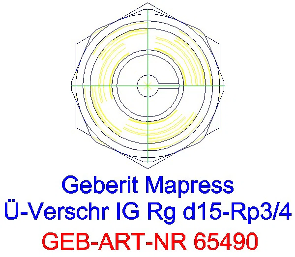 GE Mapress Kupfer Übergangsverschraubung mit IG Rg d15-Rp3/4_65490_L