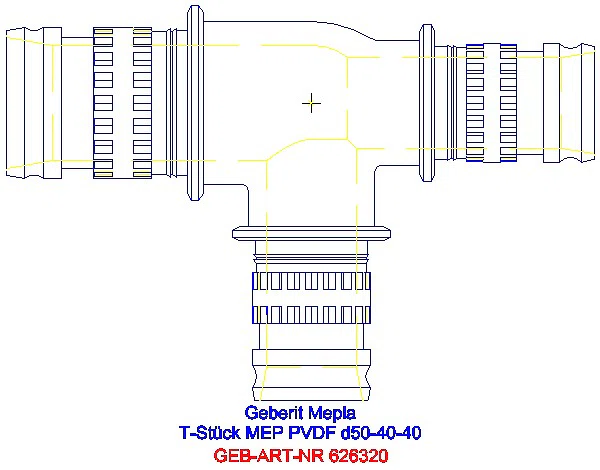 GE Mepla T-Stück reduziert PVDF d50-40-40_626.320.00.5_A
